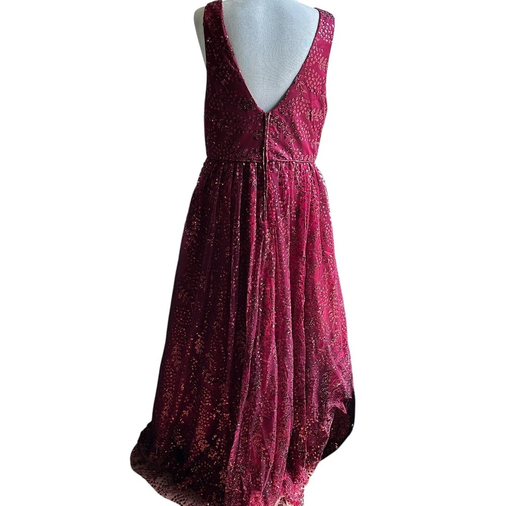 Blondie Nites Burgundy Sequin Gown Princess Fairycore Prom Gala Size 13 NWT - Picture 3 of 13